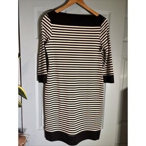 Isaac Mizrahi Sz M Boatneck Striped Knit Midi Dress Nautical. Classic. Preppy